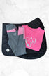 BARE Performance Riding Tights - Grey with Pink Houndstooth